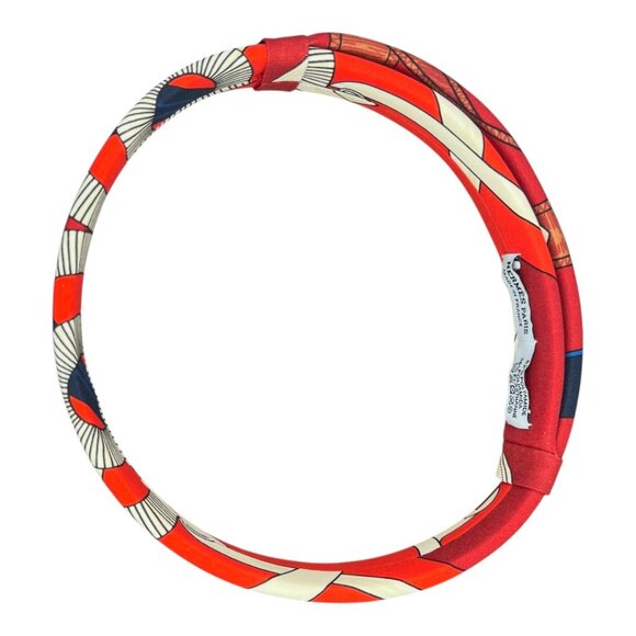 HERMES Headband Made in France One Size Fits All Hairband Wine Red White Navy main image 7
